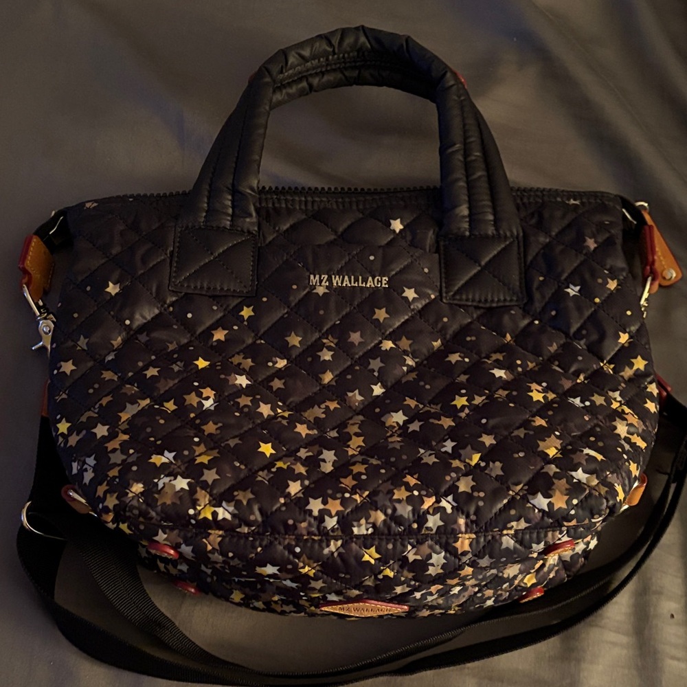 MZ Wallace Black Star-Print Quilted Sutton Tote